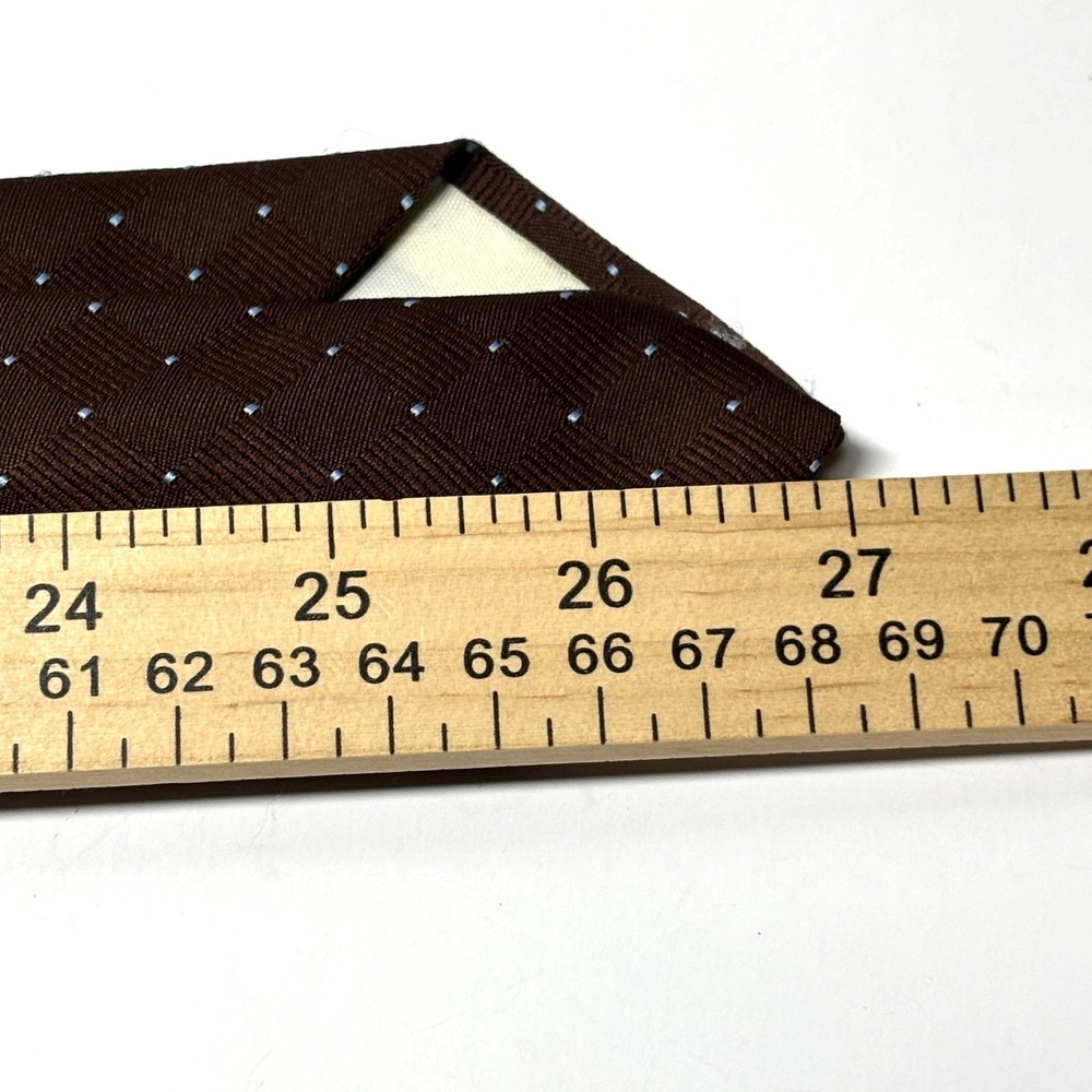 Christian Dior Necktie Mens OS Brown Silk Blend Diamond Micro Dot Vintage - Picture 4 of 5